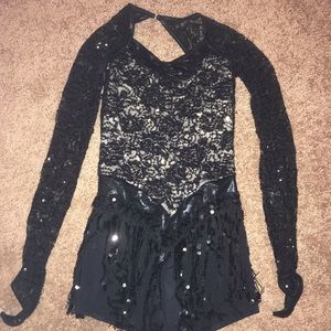 Black Fringe Competition Dance Costume